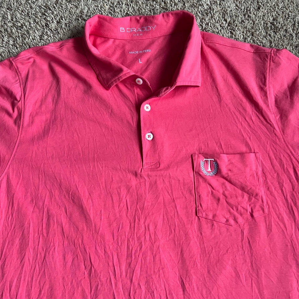 B. Draddy Golf Polo Shirt Large Tulsa Country Club Oklahoma Pink